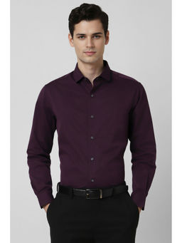 Peter England - Men Purple Solid Regular Fit Full Sleeves Shirt