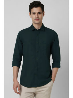 Peter England - Men Green Slim Fit Textured Full Sleeves Shirt