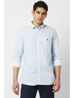 Van Heusen - Men Light Blue Slim Fit Print Full Sleeves Shirt