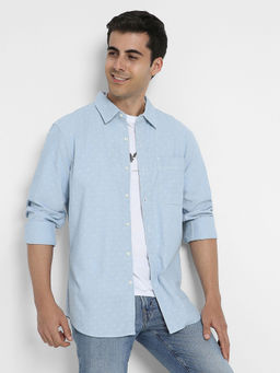 American Eagle - Men Blue Slim Fit Printed Button-Up Shirt