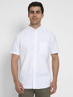 American Eagle - Men White Solid Slim Fit Button-Up Shirt
