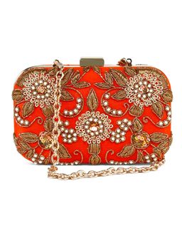 The Purple Sack - Red Embroidered Clutch