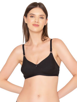 Groversons Paris Beauty - Women's Non-padded Non-wired Full Coverage Cotton Bra - Black