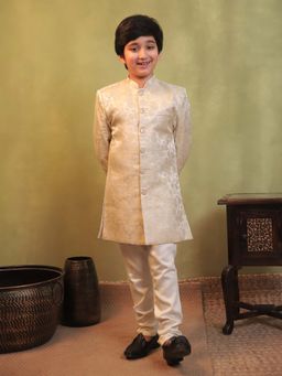 AJ Dezines - Cream Embroidered Sherwani and Pyjama