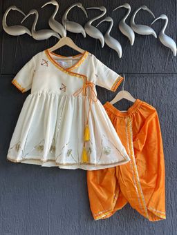 The Little Tales - Off White Printed Kurta and Dhoti