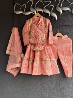 The Little Tales - Peach Printed Kurta with Pant and Dupatta