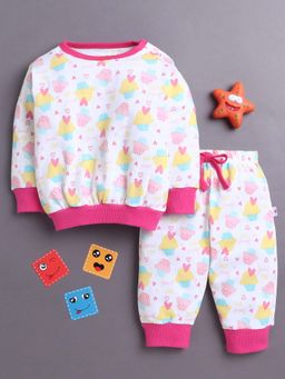 Bumzee - White Printed T-shirt and Pyjama