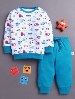 Bumzee - Blue Printed T-shirt and Pyjama