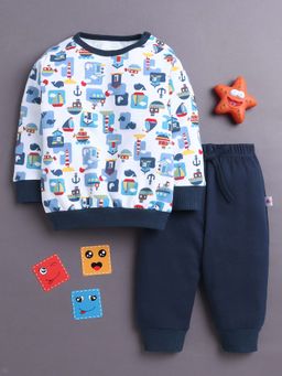 Bumzee - Navy Blue Printed T-shirt and Pyjama