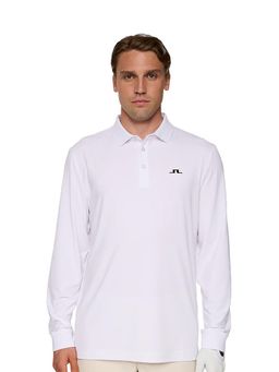 J.Lindeberg - Men's White Florian Long Sleeve Golf Polo T-Shirt