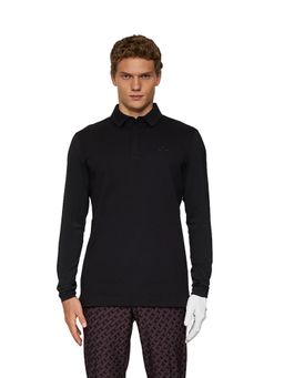 J.Lindeberg - Men's Black Sean Hybrid Long Sleeve Golf Polo T-Shirt