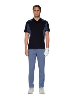 J.Lindeberg - Men's Navy Blue Ruben Knitted Golf Polo T-Shirt