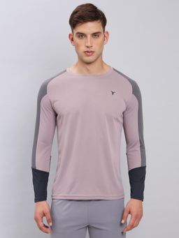 Technosport - Men Purple Colorblock Slim Fit Round Neck Sports T-shirt