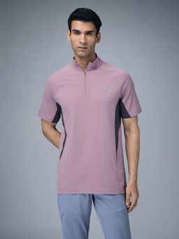 Technosport - Men Colorblock Slim Fit Mock Neck Sports T-shirt with COTFLEX