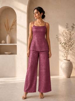AAREIN - Women Purple Backless Co-Ord Set