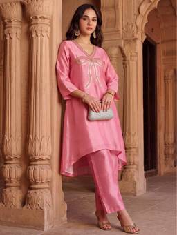 Dora Dori - Pink Embroidered Kurta and Pant