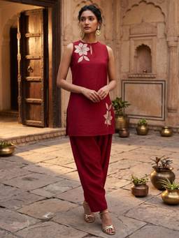 Dora Dori - Red Floral Kurta and Salwar