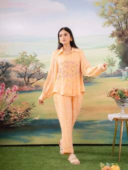 LABEL SHRYESI - Knit Cardigan Orange Co-Ord Set
