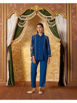 Lakshita - Kavya Royal Blue Embroidered Co-ord Set