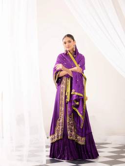 LABEL SHRYESI - Plum Royale Purple Kurta And Sharara And Dupatta