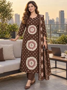 BERRYLICIOUS - Brown Printed Kurta and Pant with Dupatta