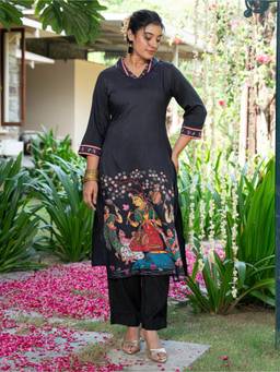 ARAMYA - Black Printed Kurta and Pant