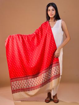 SWI STYLISH - Women Jamawar Wool Shawl Red