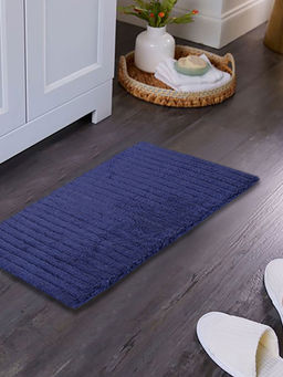 Maspar - Colorart 1600 Gsm Corded Stripe Navy Cotton Solid Bath Mat