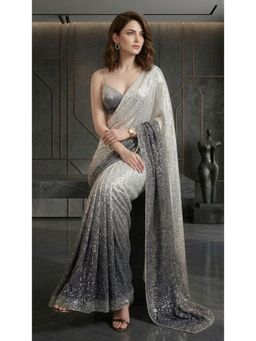 HANDME - Sparkling Ombre Premium Sequins Saree With Blouse Fabric