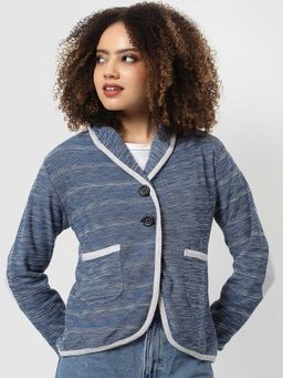 Campus Sutra - Womens Striped Knitted Blazer