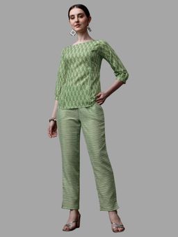 RAISIN - Womens Light Green Cotton Printed Co-Ord (Set of 2)