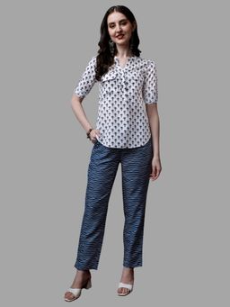 RAISIN - Womens White Cotton Printed Co-Ord (Set of 2)