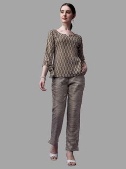 RAISIN - Womens Brown Cotton Printed Co-Ord (Set of 2)