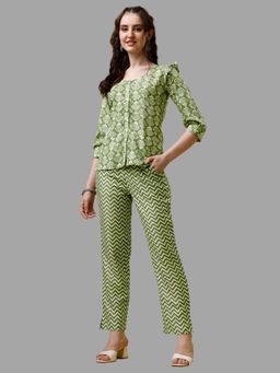 RAISIN - Womens Green Cotton Printed Co-Ord (Set of 2)