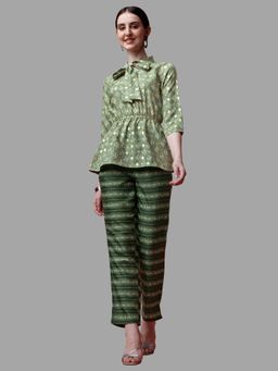 RAISIN - Womens Green Cotton Printed Co-Ord (Set of 2)