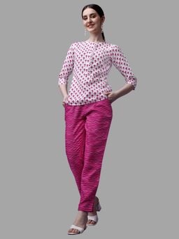 RAISIN - Womens White Cotton Printed Co-Ord (Set of 2)