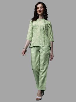 RAISIN - Womens Light Green Cotton Printed Co-Ord (Set of 2)