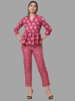 RAISIN - Womens Pink Cotton Printed Co-Ord (Set of 2)