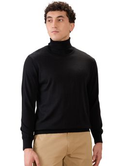ColorPlus - Black Regular Fit Solid Full Sleeve Sweater