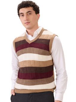 ColorPlus - Medium Fawn Regular Fit Jacquard Sleeveless Sweater