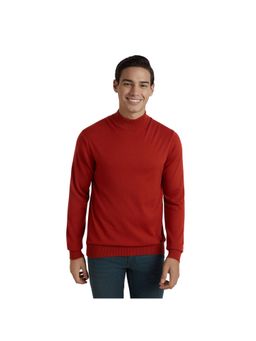 Raymond - Medium Red Contemporary Fit Solid Full Sleeve Sweater