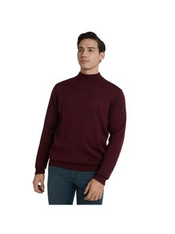 Raymond - Dark Maroon Contemporary Fit Solid Full Sleeve Sweater