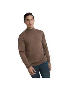 Raymond - Medium Brown Contemporary Fit Solid Full Sleeve Sweater