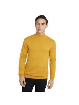Raymond - Medium Yellow Contemporary Fit Solid Full Sleeve Sweater