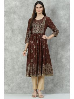 Biba - Brown Printed Kurta