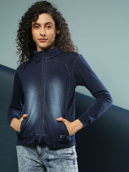 Campus Sutra - Blue Women Solid Denim Jackets