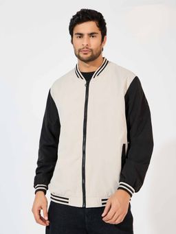 Styli - Men Color Blocked Bomber Jacket with Pockets