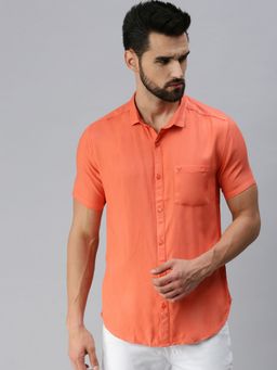 SHOWOFF - Adults-men Casual Solid Slim Fit Shirts-orange
