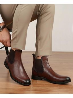 Alberto Torresi - Luxurious Brown Croco Leather Chelsea Boots for Men