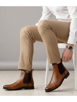 Alberto Torresi - Luxurious Tan Croco Leather Chelsea Boots for Men